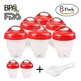 Egg Cooker 8 Pack Egg Poachers Egg Boiler - Hard Boiled Eggs without the Shell, BPA Free, Non Stick Silicone Egg Cups, AS SEEN ON TV, by MOOKZZ