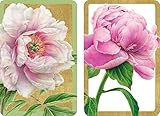 Entertaining with Caspari Double Deck of Bridge Playing Cards, Jumbo Type, Peonies