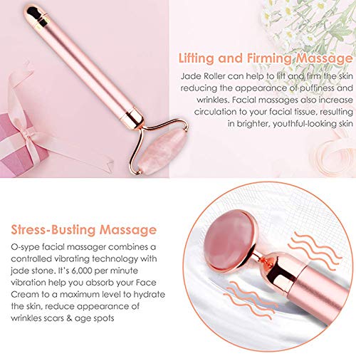 ROZE QUARTZ HEART CHAKRA GLOW ENERGY BEAUTY BAR VIBRATING FACIAL ROLLER & MASSAGER WITH UNDER EYE PRESS FOR EYES FACE AND NECK TO TIGHTEN SKIN AND WRINKLE REMOVER 2 ROZE QUARTZ HEART CHAKRA GLOW ENERGY BEAUTY BAR VIBRATING FACIAL ROLLER & MASSAGER WITH UNDER EYE PRESS FOR EYES FACE AND NECK TO TIGHTEN SKIN AND WRINKLE REMOVER