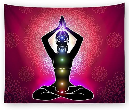 DueWork Mandala Yoga Meditation Wall Tapestry Chakras Mandala Multicolored Wall Hangings Zen Style Boho Hippie Tapestry Hanging Dorm Bedroom Living Home Decor Wall Art