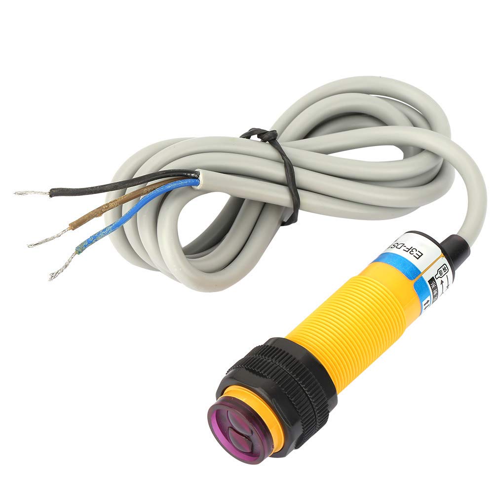 E3F-DS10P1 infrared photoelectric switch, M18 diffuse reflection proximity sensor, 10cm sensing distance, 3-wire PNP NO, DC 6-36V, industrial inductive sensor for automation and control systems