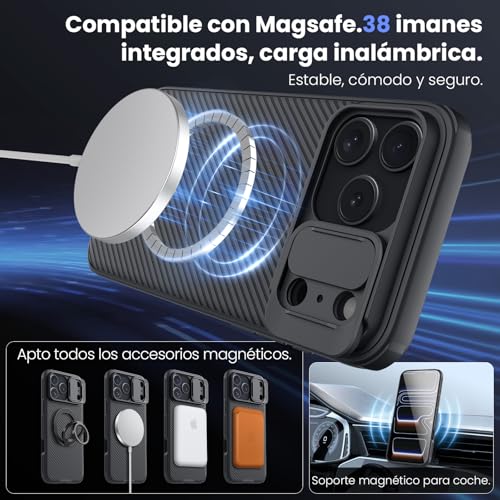 Nillkin Magnetic Case for iPhone 17 Pro, with Sliding Camera Cover, Slim Protective Case Compatible with iPhone 17 Pro 6.3 Inches, (Black)