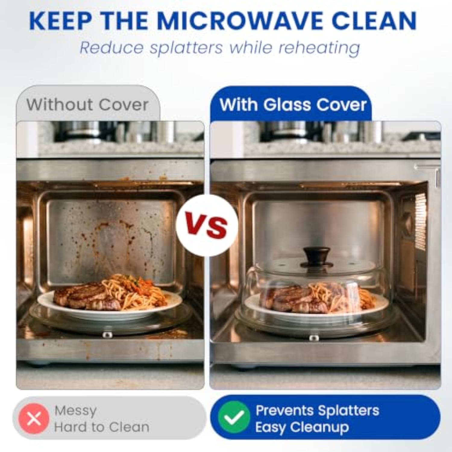 10 inch Glass Microwave Splatter Cover for Food 40%OFF
