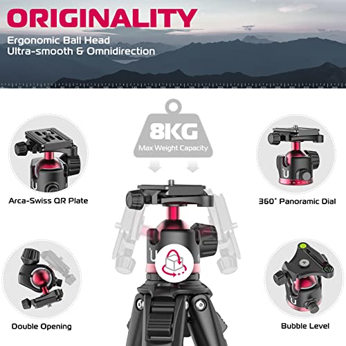Ulanzi MT-55 Ombra Photography Travel Tripod for Mirrorless DSLR Smartphone | Aluminum Alloy | Arca Swiss Plate Ball Head | Phone Mount | 1.1kg - 158cm