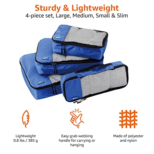 Amazon Basics 4 Piece Packing Travel Organizer Cubes Set, Small, Medium