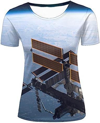 Unisex 3D Pattern Summer International Space Station Unisex Couple Tees Top XS