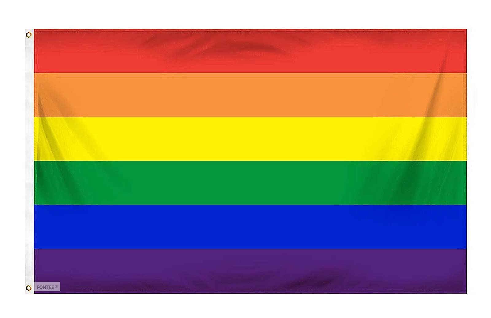 Fontee® [Gay Pride Flag] [3x5Ft] [Vivid Color] [UV Fade Resistant] [Canvas Header] [Double Stitched] [Thick Brass Grommets] [Rainbow Flag]