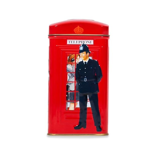 AHMAD TEA LONDON TELEPHONE BOX CADDY GIFT TIN,...