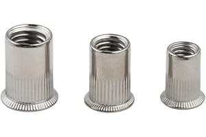TESILANG M4*13(25pcs) Stainless Steel Threaded Insert Rivet Nut, UNC countersunk Head Rivet Nuts, Knurled Nutsert Screws Blind Nut，Large countersunk Head Rivet nut