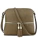 Lightweight Medium Crossbody Bag with Tassel Khaki