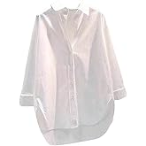 SHENHE Women's Sheer Button Up Blouse Long Sleeve Office Work Blouses