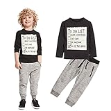 Elevin(TM)Kids Toddler Boys Handsome Black Blouse Tshirt+ Gray Casual Pants Outfits
