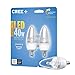 Cree SB13-03427MDCH-12GE12-1-12 Led 40W Replacement Candelabra Soft White (2700K) Light Bulb Featuring Candlelight Dimming (2-Pack),