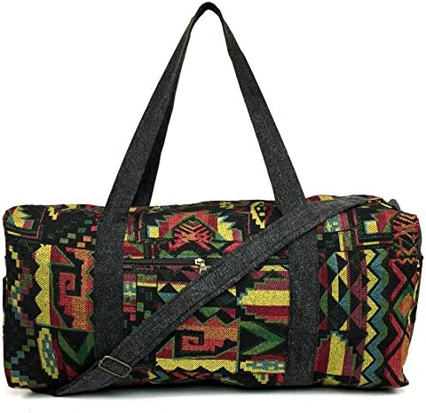 Tribalover Duffle Weekend Travel Luggage Bag Handmade With Aztec Pattern (Black - Multi Color)