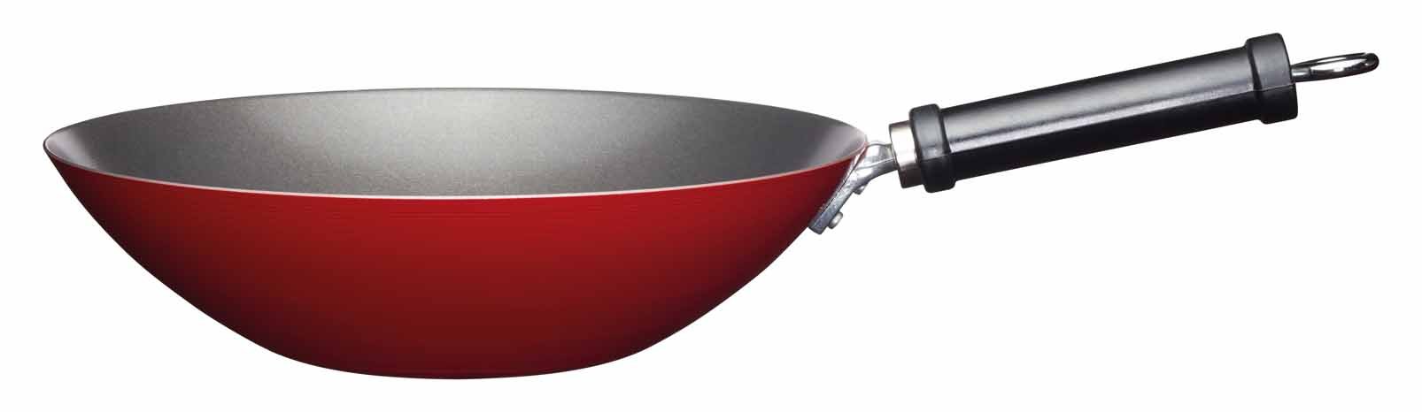 Kitchen Craft World of Flavours Chinese Non-Stick Carbon Steel Wok, 30 cm (12") - Red