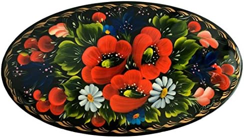 Decorative Box Souvenir Handmade Jewerly Wooden Painted Petrikivka Ukrainian "Poppies" for women