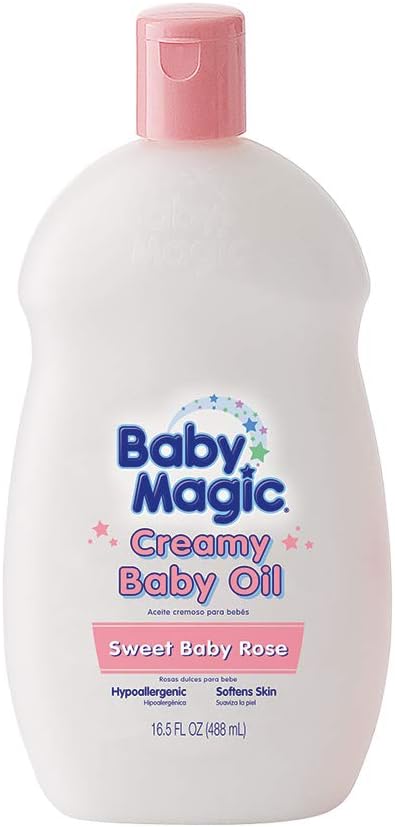 Baby Magic Creamy Baby Oil Sweet Baby Rose Scent, Original Baby Scent, 16.5 Fluid Ounce (Pack of 3)