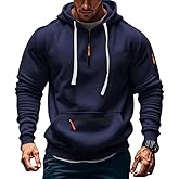 TAFLE Men's Fleece Hoodie Sweatshirts Workout Athletic Hoodies Long Sleeve Quarter Zip Pullover Sweatshirt with Kanga Pockets