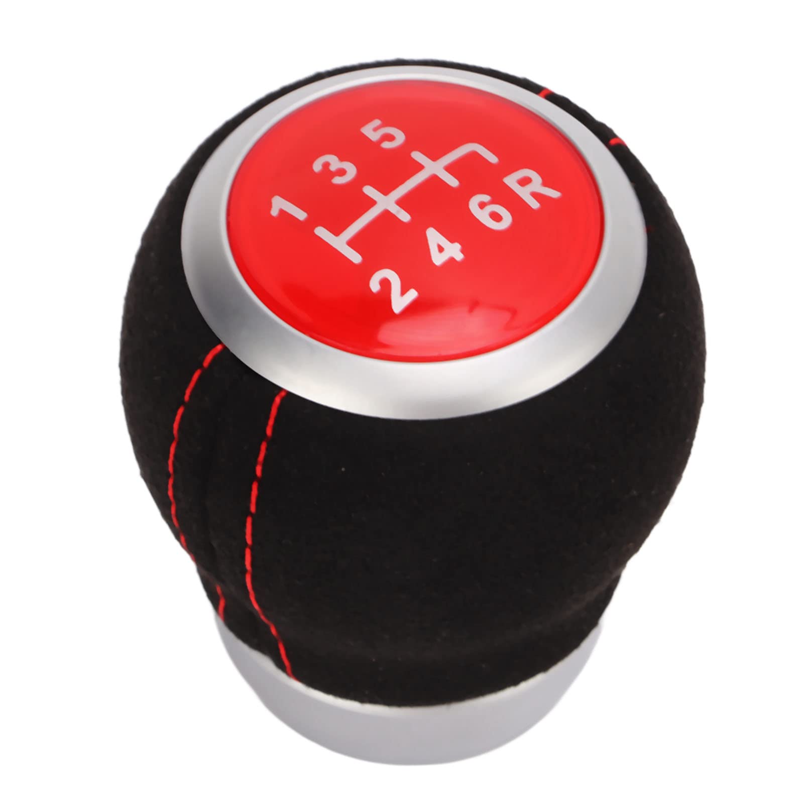 Photo 1 of 6 Speed Shifter Knob Car 6 Speed Gear Shift Head Silver Ergonomic Wear Replacement for Subaru (Red Top)
