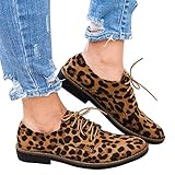 Women Lace up Shoes Leopard Print Ankle Booties