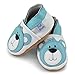 Petit Marin Beautiful Soft Leather Baby Shoes with Suede Soles – Toddler / Infant Shoes - Crib Shoes – Baby First Walking Shoes - Pre-walker Shoes - Blue Bear - 12-18 Months (20 Designs)