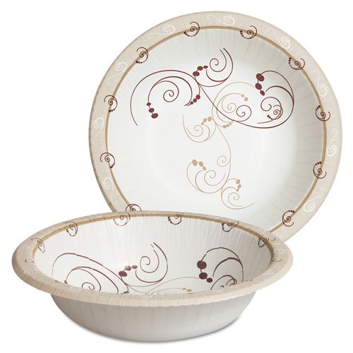 Dart HB12J8001CT Symphony Paper Dinnerware, Heavyweight Bowl, 12oz, Tan (Case of 1000) - Thumbnail 2