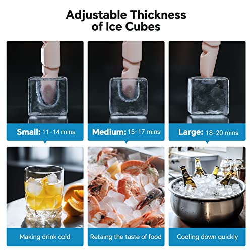 Kismile Commercial Ice Maker, Freestanding Square Ice Cube Maker 100lbs