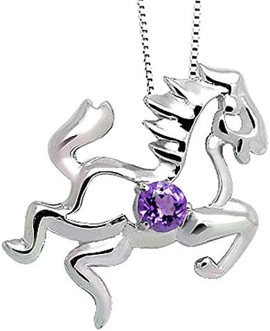 N1460A-Amethyst Horse Pendent Necklace Anniversary Mothers Day Birthday Gift Present Disigner Jewelry