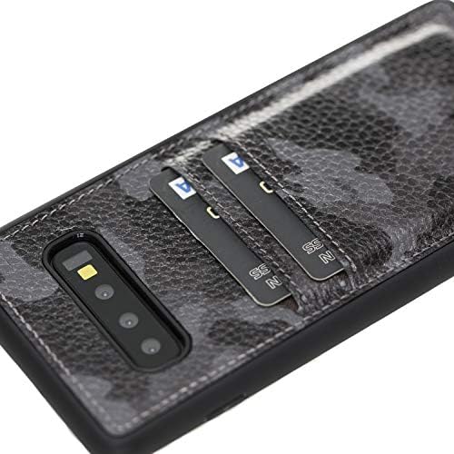 Venito Cosa Samsung Galaxy S10+ Plus Leather Case, Snap-On Back Cover w/Credit Card Slots for Samsung Galaxy S10+ Plus (6.4 inch) | Slim and Lightweight | Handcrafted Premium Leather (Camouflage Gray)