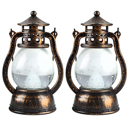 2pcs Water Snow Globe Lantern Small Vintage LED Kids Night Light for Christmas Wedding Holiday Party Reunion Thanksgiving Day Gift Dinner Indoor Outdoor Hanging Decor