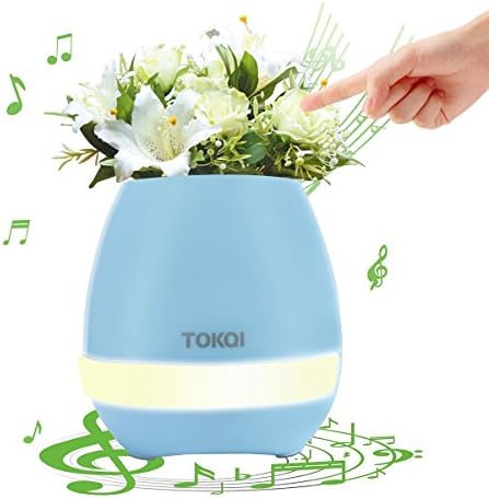 Deftun Smart Touch Music Flowerpot Bluetooth Speaker Plant Piano Music Playing Bluetooth Speaker with 7 Color Changing LED Creative Presents for Baby, Kid and Adult (Blue)