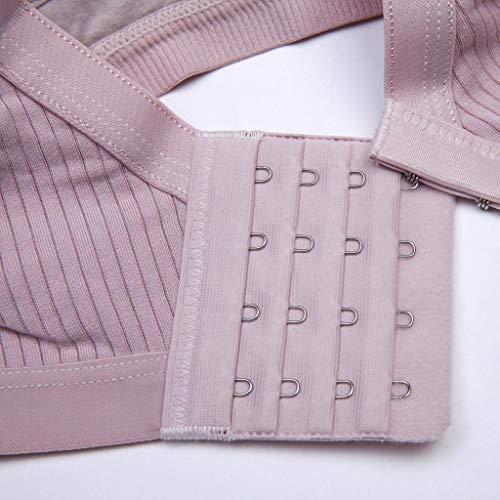 Wireless Nursing Bra for Women, Lightly Padded Supportive Breastfeeding Lingerie Bra Front Button Gathered Bra (Purple, 34)
