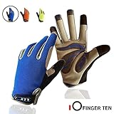 Cycling Gloves Kids Boys Girls Youth Full Finger Pair Bike Riding, Children Toddler Touch Screen Mountain Road Bicycle Warm Cold Weather Gel Padded, Color Blue Orange Age 2-11