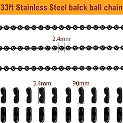 Jishi Steel Ball Chain Bead Dog Tag Chain Beaded