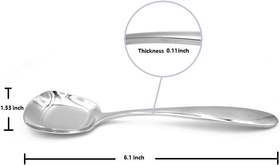 ERCENTURY Stainless Steel Soup Spoons,Table Spoons,Dinner Spoons,Rice Spoons,Special Square Design,Mirror Polish,Small Size(6.1 Inches Length,1.53 Inches Width,0.11inch Thickness) - Image 3