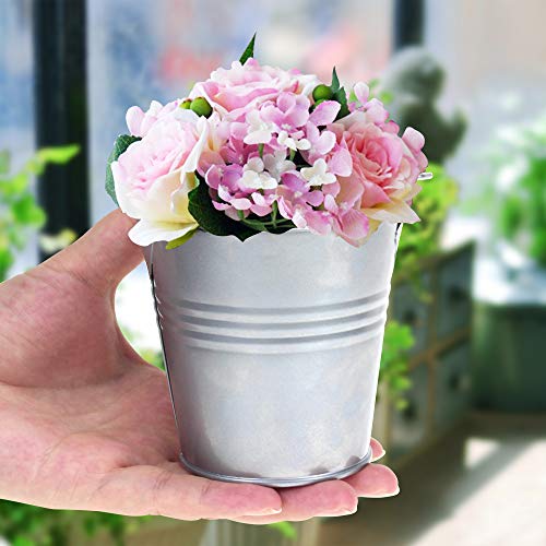 Homgaty 5 Pieces Small Metal Bucket Galvanized Buckets,Icing French Fries Tin Pails for Wedding Party Decoration - Thumbnail 2