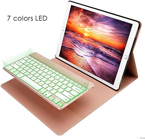 2016 ipad pro 12.9 inch Keyboard Folio Case,KIWETASO Detachable Slim Smart Keyboard 180 Degree Viewing Stand(Rose Pink)