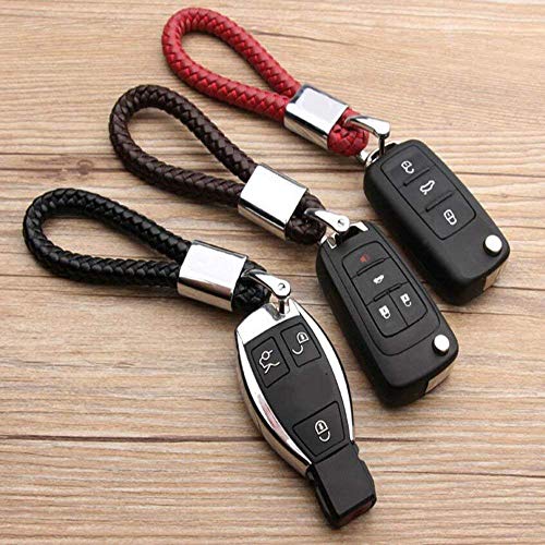 ROYAGO 2Pack Car Keychains Leather KeyRings Grip Strap for Mercedes Benz BMW Audi Ford Toyota VW Honda (Black, for Benz)