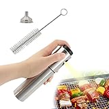 Improved Olive Oil and Vinegar Sprayer - Stainless Steel Barbecue Marinade Spray Bottle for Cooking Barbecue Salad Baking,Including 1 Extra Stainless Steel Mini Funnel, 1 Cleaning Brush