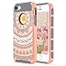 iPhone 5S Case for Girls,Rugged Hard PC Skin Silicone Bumper iPhone SE Shockproof Case Hybrid iPhone 5 Case Protective Shell Anti-scratch Back Cover Case for iPhone SE 5S 5 4inch-Rose Gold Grey Flower