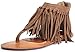 Odema Womens Flat Sandals Thong Sandals Faux Suede Tassel Zip T-Strap Sandals
