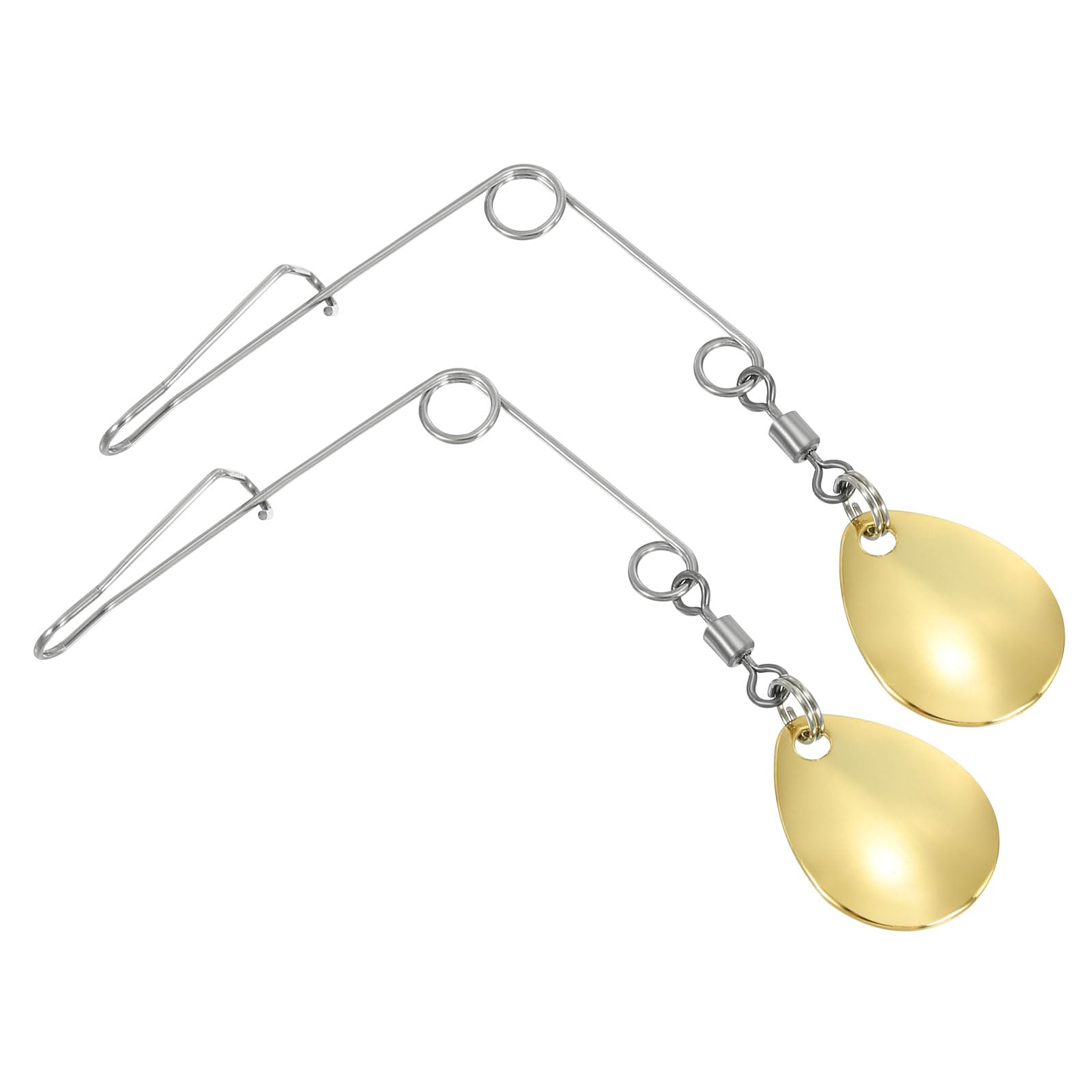 PATIKIL Fishing Spinnerbait Wire with Blade, 30Pcs Lure Making Supplies for Bass Fishing, Large-sized Water-drop, Gold Tone