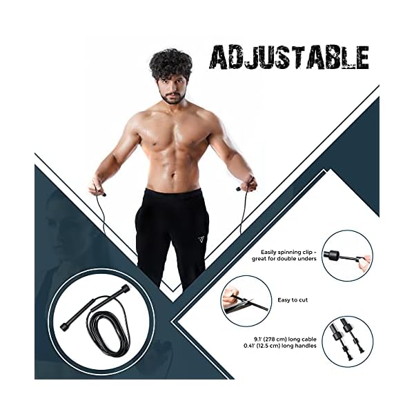 Muza-Skipping-rope-adult-for-Home-Exercise-Body-Fitness-men-women-and-kids-speed-jumping-rope-with-non-slip-handle-Adjustable-skipping-rope-for-Fitness-Fat-Burning-Boxing-Crossfit-and-MMA Muza Skipping rope adult for Home Exercise & Body Fitness men, women and kids | speed jumping rope with non slip handle…