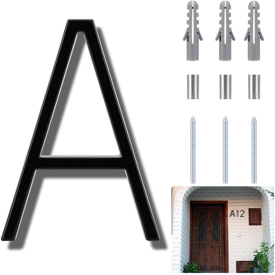 Address Signs - House Numbers, Othran 5 Inch House Numbers for Outside, House Address Numbers with Nail Kit, Floating Street Numbers, Black Door Numbers for House Door, Outdoor, Indoor (Number A)