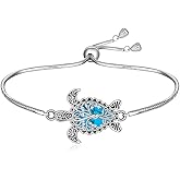 Turtle Bracelet Turquoise Tree of Life Sea Turtle Bracelet for Women Sterling Silver Adjustable Turquoise Jewelry Christmas Birthday Gifts
