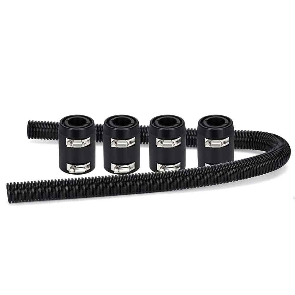 Photo 1 of WENJTP Universal 48-inch Radiator Hose Kit, Stainless Steel Heat Dissipation Hose Kit with 4 Chrome Caps HTRACING (Black)