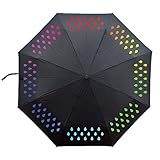 iPlanner Color Changing Umbrella, Portable 3-Fold Rain Drop Colorful Travel Compact Umbrella, Printed UV Coating Change Color Umbrella When Wet