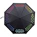 iPlanner Color Changing Umbrella, Portable 3-Fold Rain Drop Colorful Travel Compact Umbrella, Printed UV Coating Change Color Umbrella When Wet