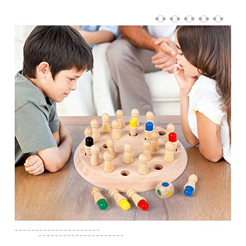 New Upgraded Wooden Memory Match Stick Chess Game Toy for Kids- Fun Checker Board Family Game Educational Color Cognitive Ability Chess Game Xmas Present for Parent-Child Interaction Early Education