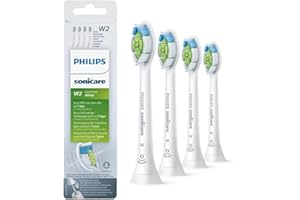 Philips Sonicare W DiamondClean - Genuine Replacement Electric Toothbrush Heads, Black, 4 Pack One Year Supply, HX6064/95